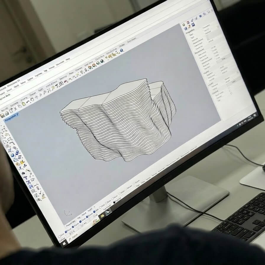 Параметрическая 3D-модель изделия на экране в программе Rhino